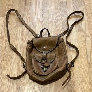 Roots Genuine Leather Made in Canada Mini Backpack Bag Top Handle Purse